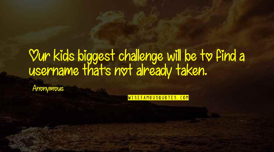 Kocurek Katherine Quotes By Anonymous: Our kids biggest challenge will be to find