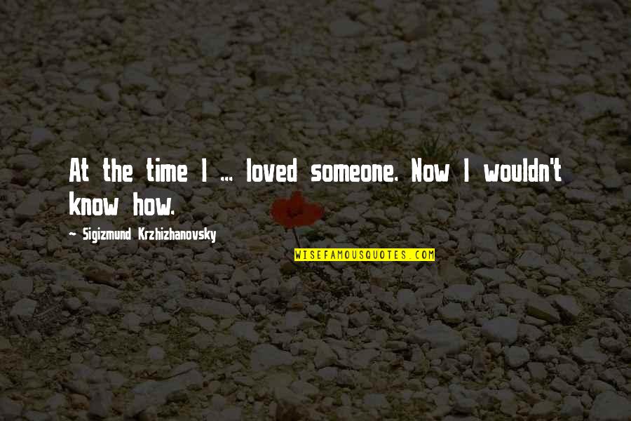 Kocurek Katherine Quotes By Sigizmund Krzhizhanovsky: At the time I ... loved someone. Now Kocurek Katherine Quotes By Sigizmund Krzhizhanovsky: At the time I ... loved someone. Now