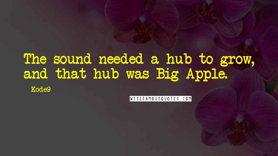 Kode9 quotes: The sound needed a hub to grow, and that hub was Big Apple.