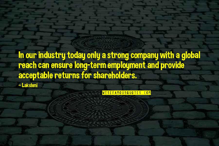 Koduvally To Mukkam Quotes By Lakshmi: In our industry today only a strong company