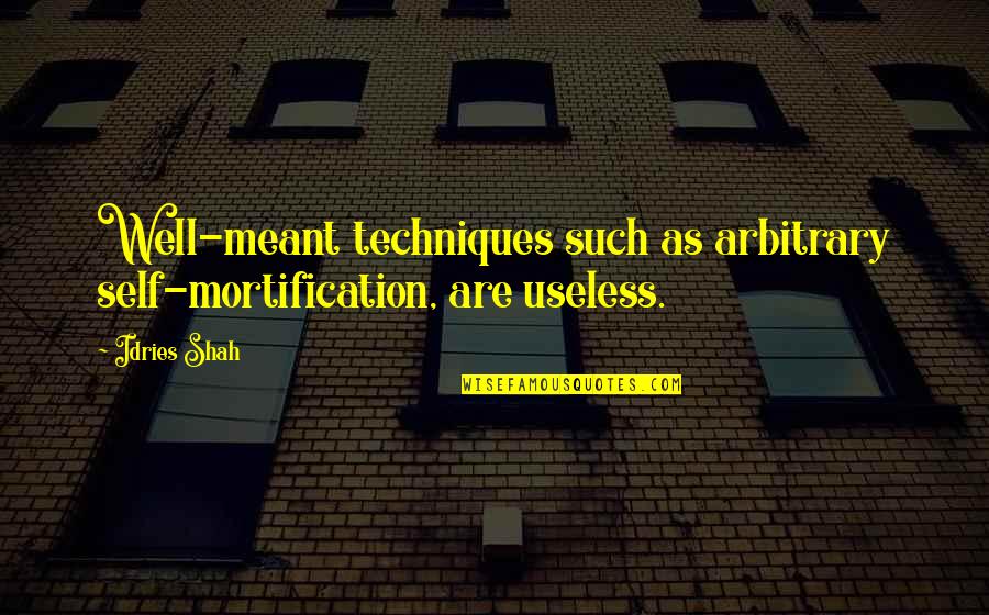Kogut Hemlock Quotes By Idries Shah: Well-meant techniques such as arbitrary self-mortification, are useless.