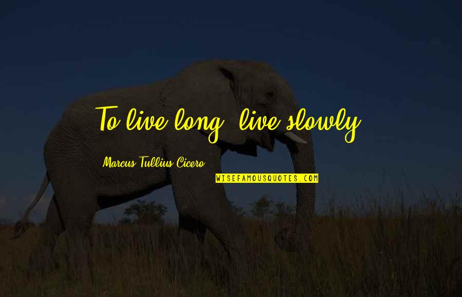 Kohanemine Quotes By Marcus Tullius Cicero: To live long, live slowly.