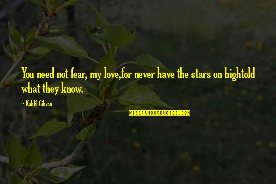 Kohler Quote Quotes By Kahlil Gibran: You need not fear, my love,for never have