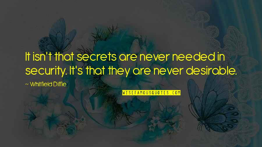 Kojo Asamoa Caesar Quotes By Whitfield Diffie: It isn't that secrets are never needed in Kojo Asamoa Caesar Quotes By Whitfield Diffie: It isn't that secrets are never needed in