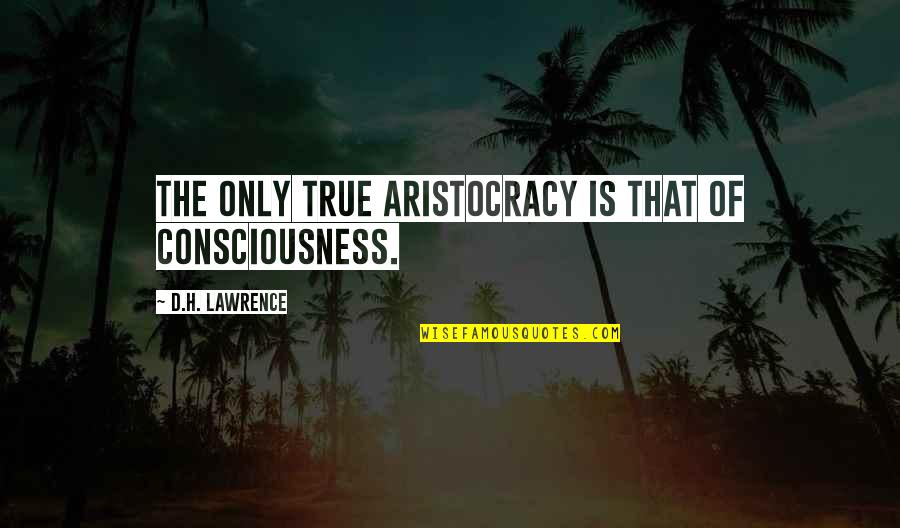 Kokh Tv Quotes By D.H. Lawrence: The only true aristocracy is that of consciousness.