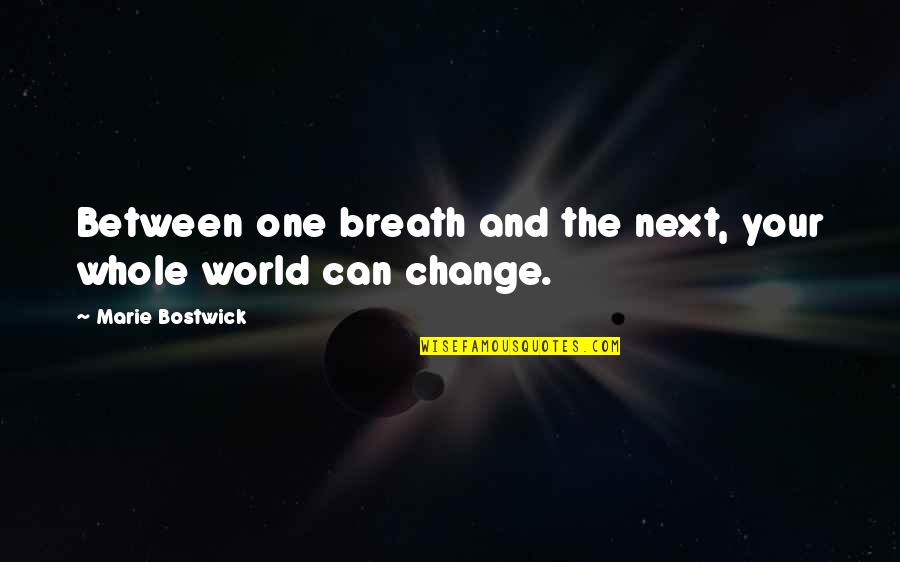 Kokinos Vascular Quotes By Marie Bostwick: Between one breath and the next, your whole Kokinos Vascular Quotes By Marie Bostwick: Between one breath and the next, your whole