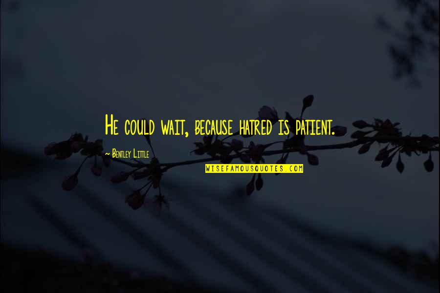 Kolinda Grabar Kitarovic Quotes By Bentley Little: He could wait, because hatred is patient. Kolinda Grabar Kitarovic Quotes By Bentley Little: He could wait, because hatred is patient.