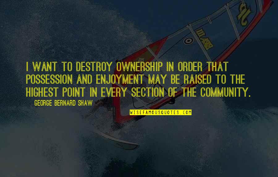 Kolpakov Dentist Quotes By George Bernard Shaw: I want to destroy ownership in order that