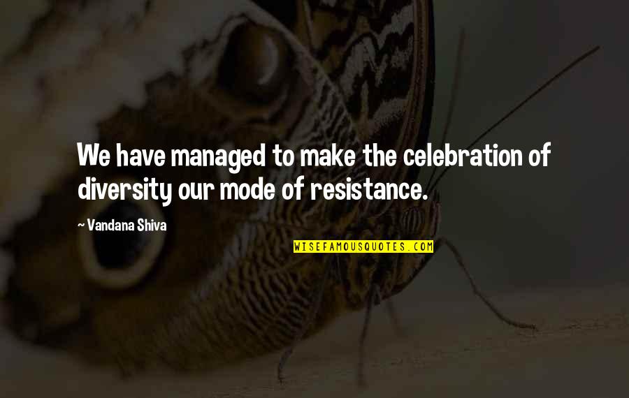 Kolya Quotes By Vandana Shiva: We have managed to make the celebration of