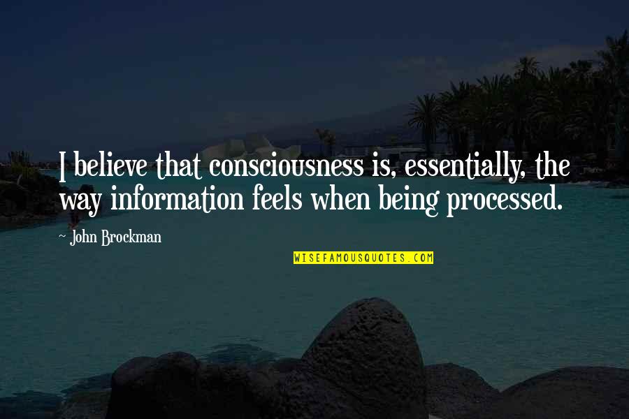 Komaneka Quotes By John Brockman: I believe that consciousness is, essentially, the way Komaneka Quotes By John Brockman: I believe that consciousness is, essentially, the way