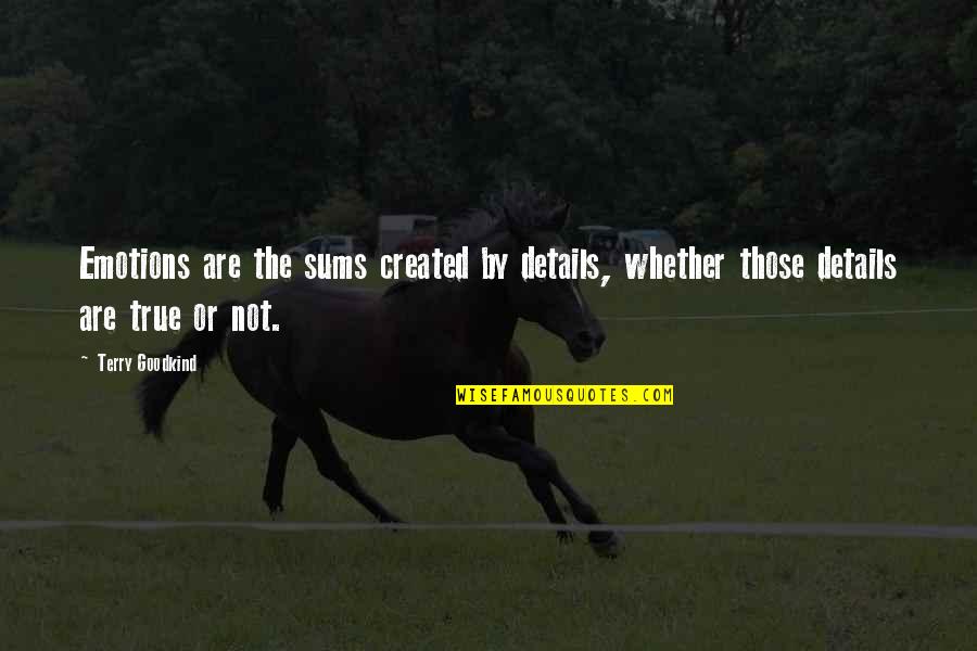 Kommando Store Quotes By Terry Goodkind: Emotions are the sums created by details, whether