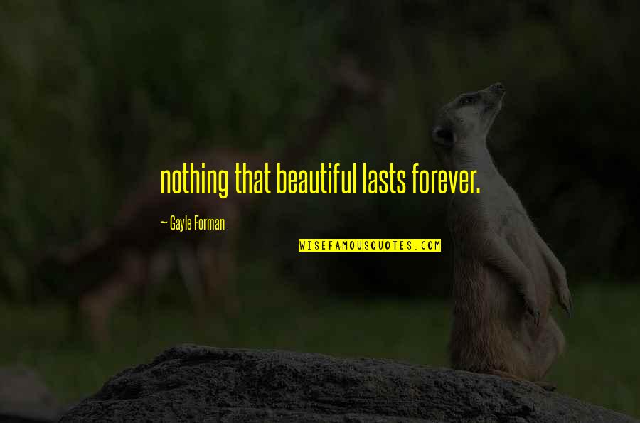 Komtrax Quotes By Gayle Forman: nothing that beautiful lasts forever.