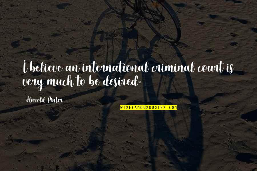 Kon Fu Tse Quotes By Harold Pinter: I believe an international criminal court is very