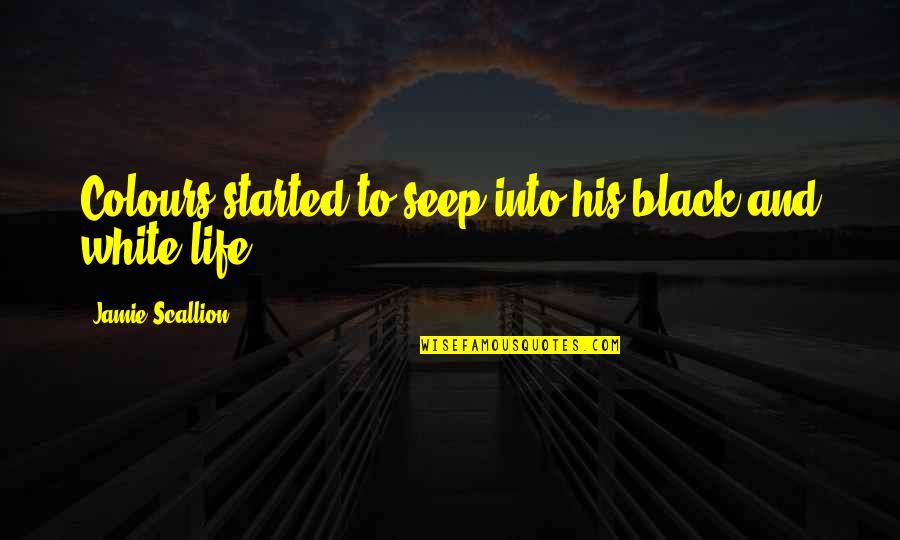 Koncentracn Quotes By Jamie Scallion: Colours started to seep into his black and