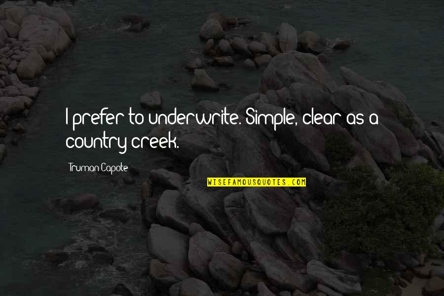 Konchucos Quotes By Truman Capote: I prefer to underwrite. Simple, clear as a