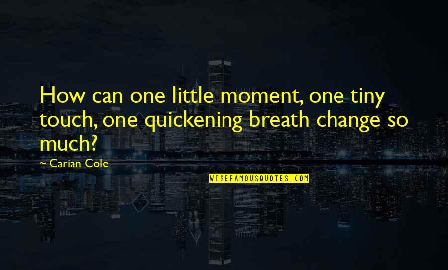 Kondoh Industries Quotes By Carian Cole: How can one little moment, one tiny touch,