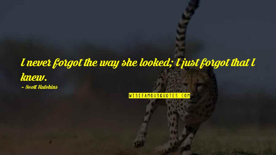 Kongelige Slott Quotes By Scott Hutchins: I never forgot the way she looked; I Kongelige Slott Quotes By Scott Hutchins: I never forgot the way she looked; I