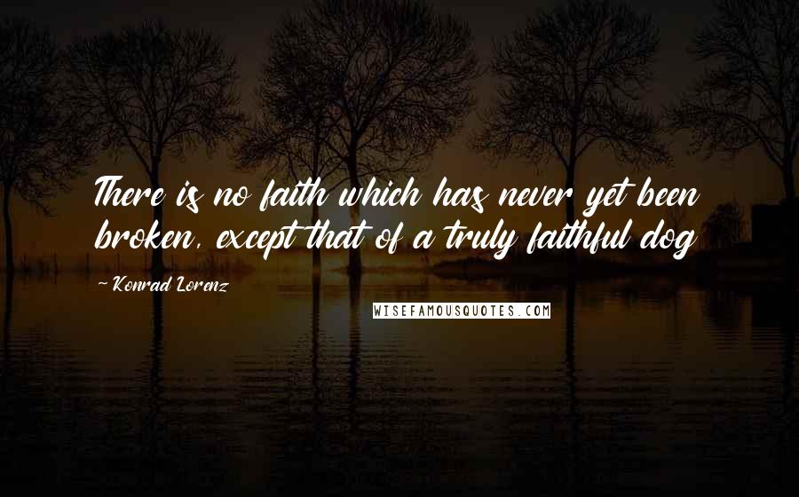 Konrad Lorenz quotes: There is no faith which has never yet been broken, except that of a truly faithful dog