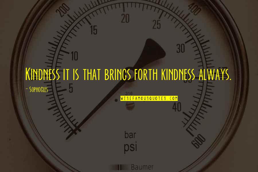 Kontessa Quotes By Sophocles: Kindness it is that brings forth kindness always.