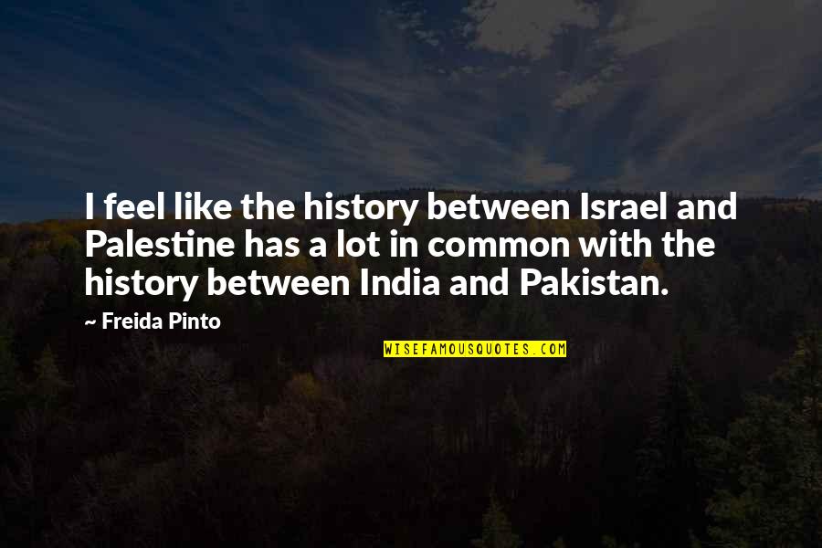 Konti Lang Quotes By Freida Pinto: I feel like the history between Israel and