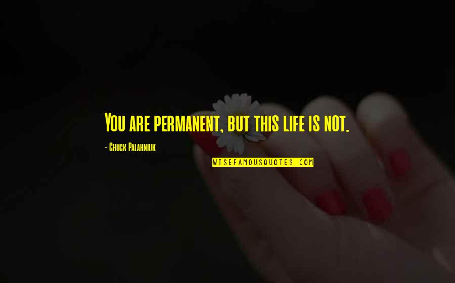 Kookie Cookie Quotes By Chuck Palahniuk: You are permanent, but this life is not. Kookie Cookie Quotes By Chuck Palahniuk: You are permanent, but this life is not.