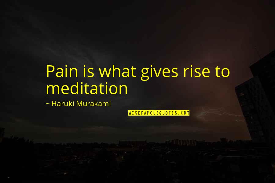 Kookoo Birds Quotes By Haruki Murakami: Pain is what gives rise to meditation