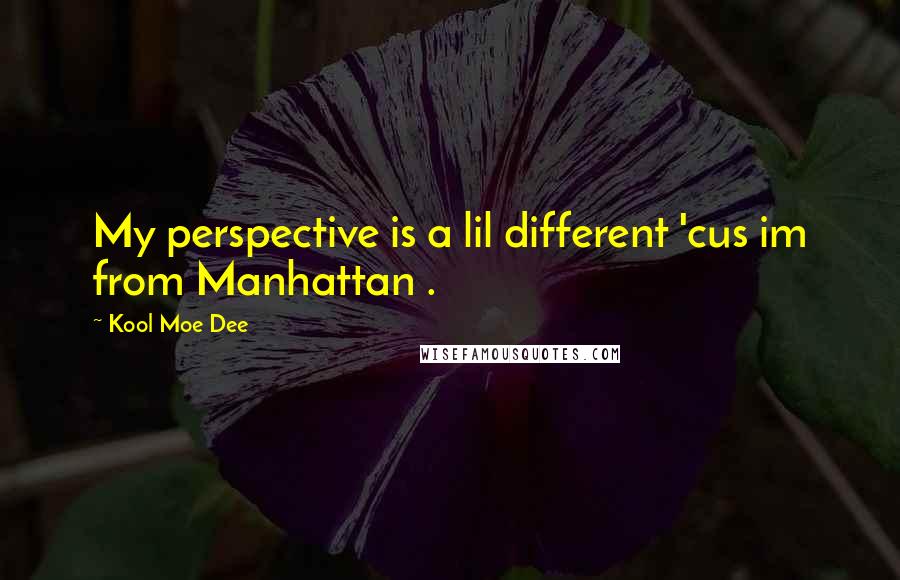 Kool Moe Dee quotes: My perspective is a lil different 'cus im from Manhattan .