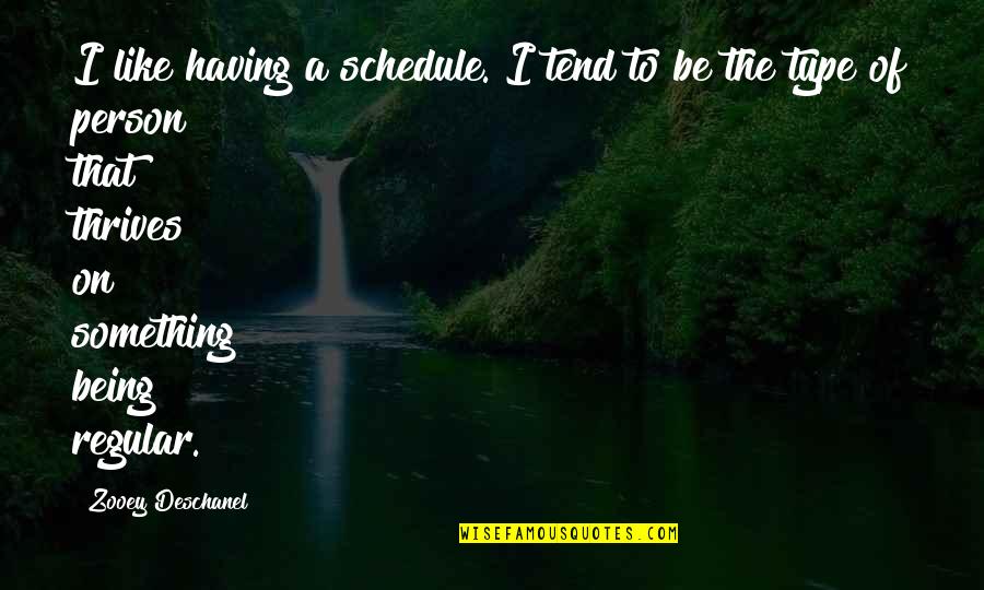 Kop Omhoog Quotes By Zooey Deschanel: I like having a schedule. I tend to Kop Omhoog Quotes By Zooey Deschanel: I like having a schedule. I tend to