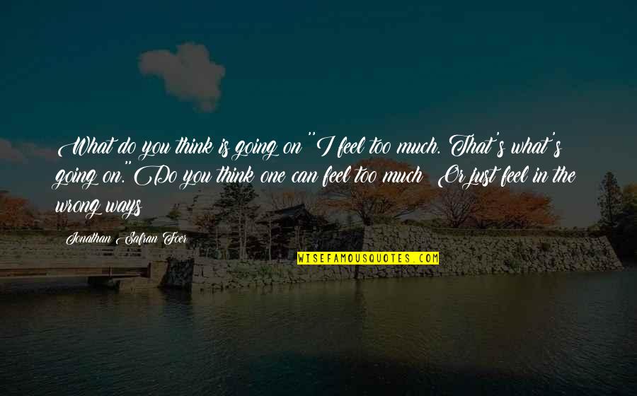 Koplow Quotes By Jonathan Safran Foer: What do you think is going on?''I feel Koplow Quotes By Jonathan Safran Foer: What do you think is going on?''I feel