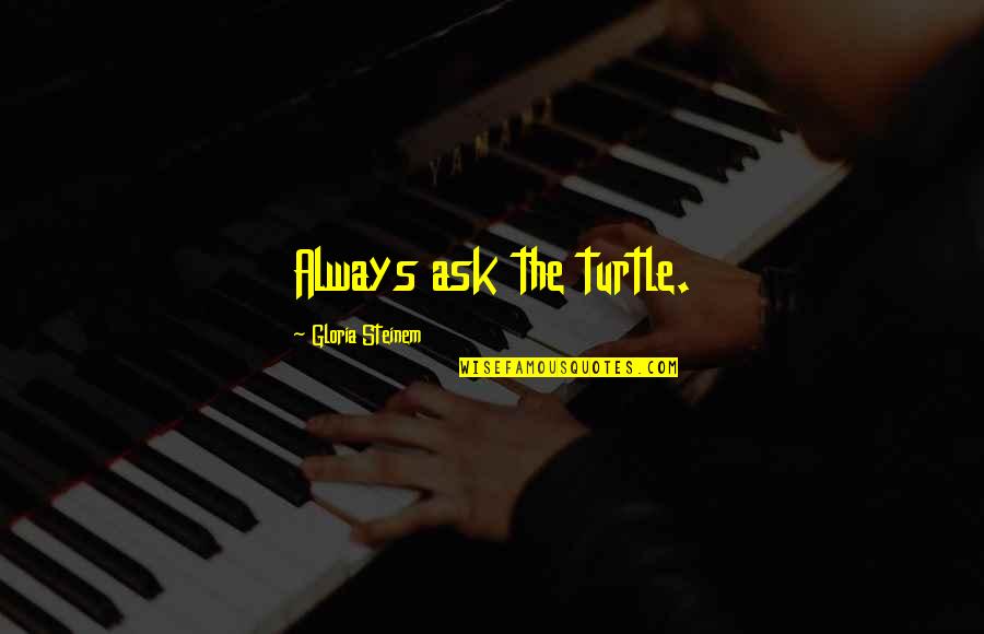 Korbmacher Erlangen Quotes By Gloria Steinem: Always ask the turtle. Korbmacher Erlangen Quotes By Gloria Steinem: Always ask the turtle.