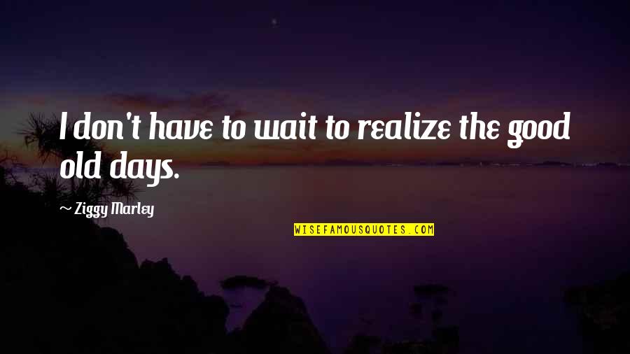 Koreeda Shoplifters Quotes By Ziggy Marley: I don't have to wait to realize the Koreeda Shoplifters Quotes By Ziggy Marley: I don't have to wait to realize the