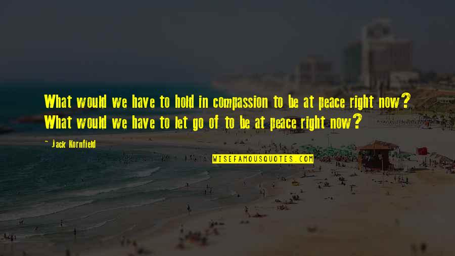 Kornfield Quotes By Jack Kornfield: What would we have to hold in compassion