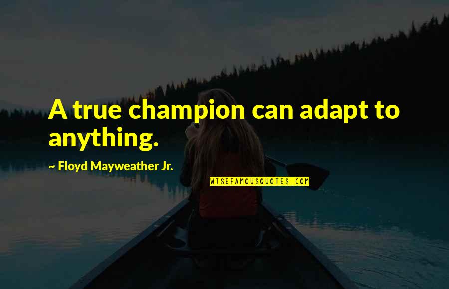 Kornick Berliner Quotes By Floyd Mayweather Jr.: A true champion can adapt to anything.