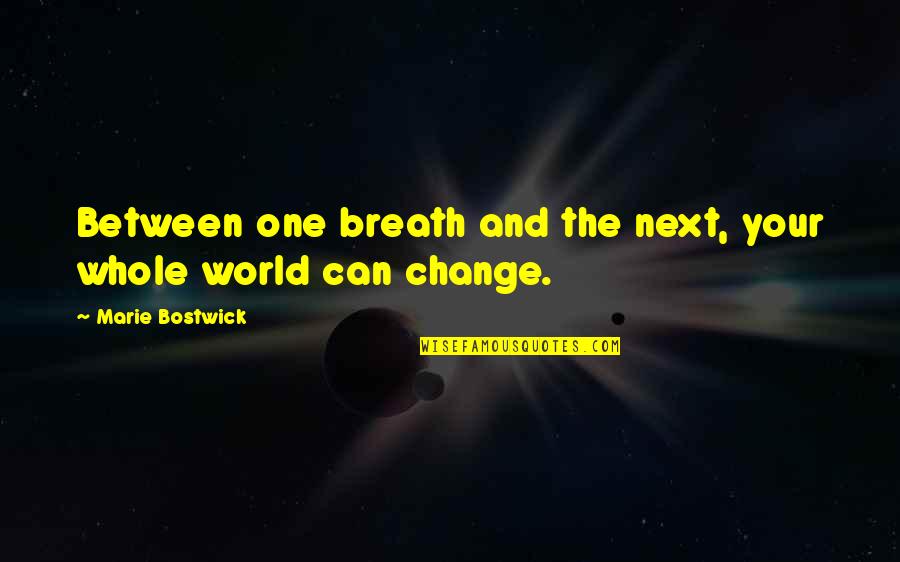 Kornmann Books Quotes By Marie Bostwick: Between one breath and the next, your whole Kornmann Books Quotes By Marie Bostwick: Between one breath and the next, your whole