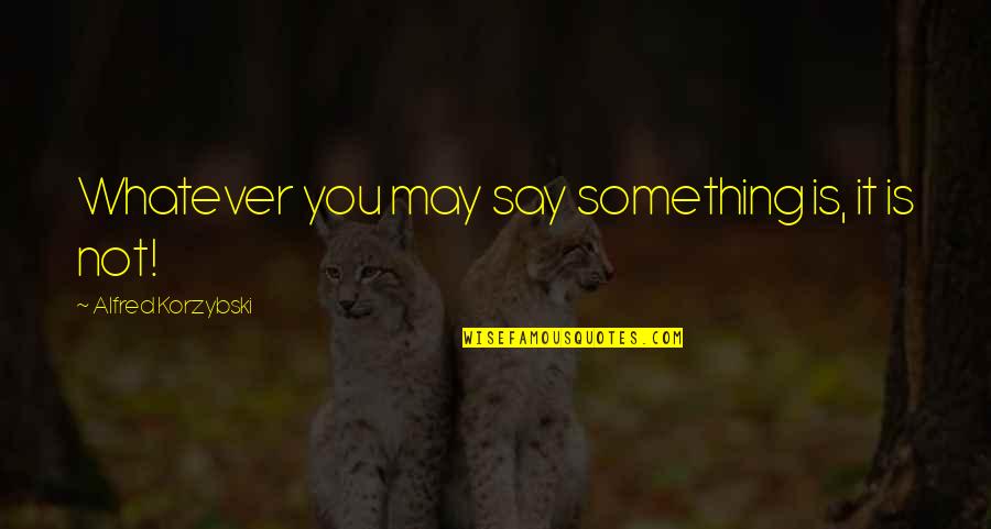Korzybski Alfred Quotes By Alfred Korzybski: Whatever you may say something is, it is