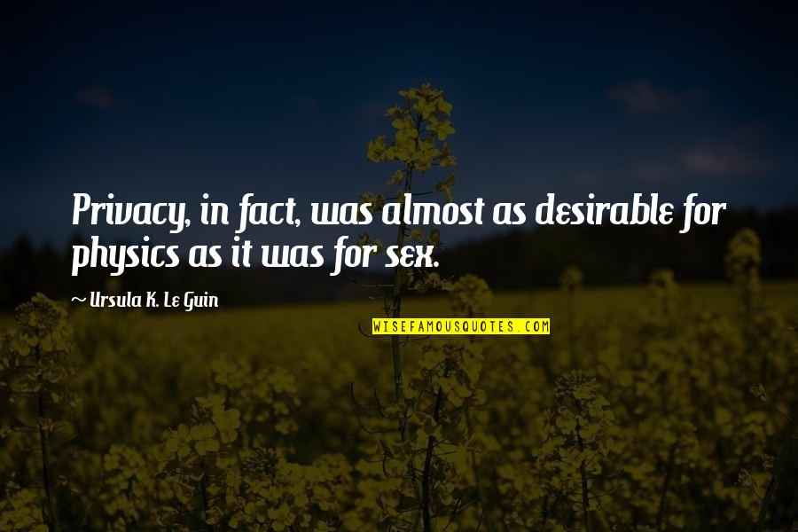 Koschoreck Quotes By Ursula K. Le Guin: Privacy, in fact, was almost as desirable for Koschoreck Quotes By Ursula K. Le Guin: Privacy, in fact, was almost as desirable for