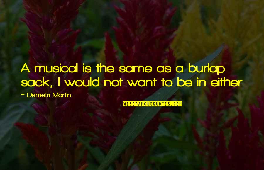 Koskaskenades Quotes By Demetri Martin: A musical is the same as a burlap