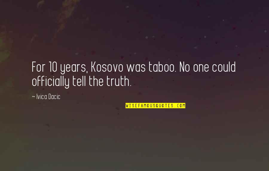 Kosovo Quotes By Ivica Dacic: For 10 years, Kosovo was taboo. No one