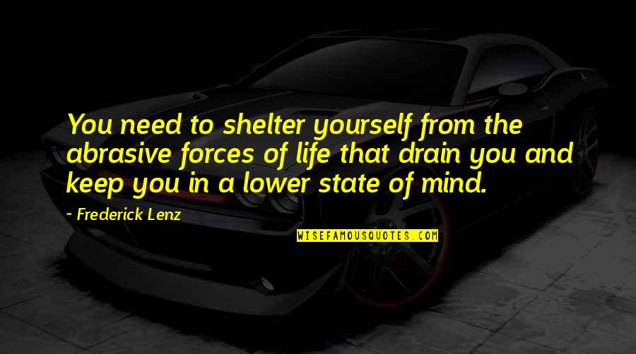 Kostelnik Ohio Quotes By Frederick Lenz: You need to shelter yourself from the abrasive