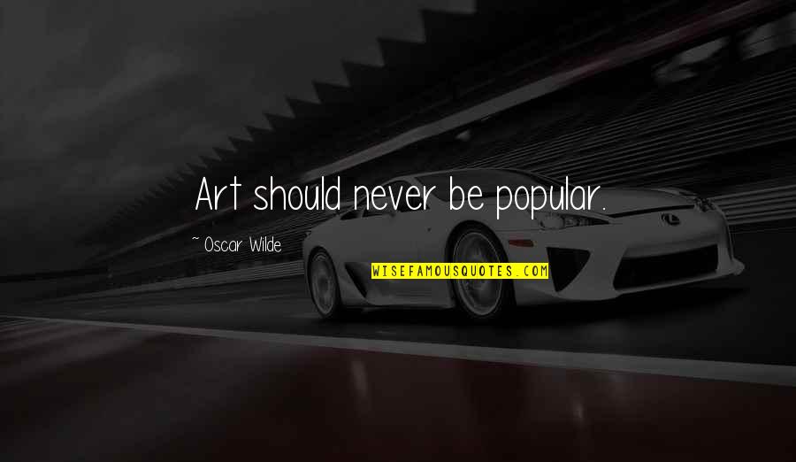 Kothavarangai Quotes By Oscar Wilde: Art should never be popular.