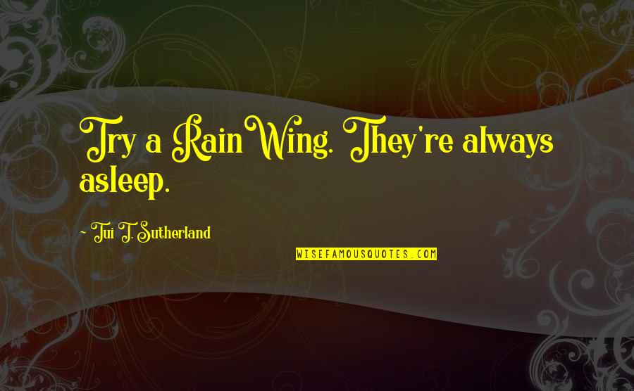 Kotori Date Quotes By Tui T. Sutherland: Try a RainWing. They're always asleep.