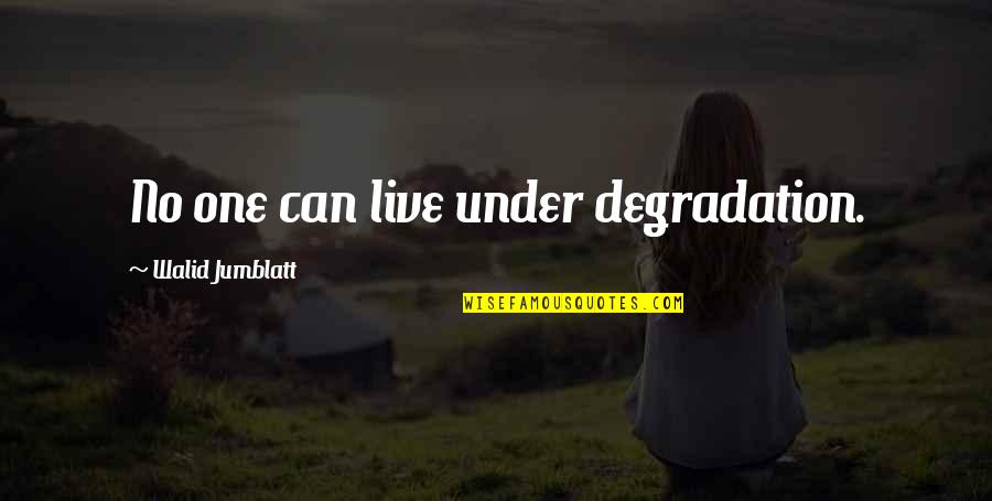 Kouadio Dabila Quotes By Walid Jumblatt: No one can live under degradation.
