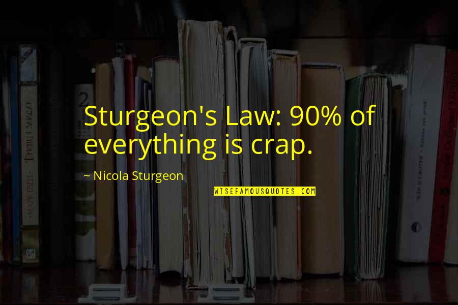 Koude Hapjes Quotes By Nicola Sturgeon: Sturgeon's Law: 90% of everything is crap.