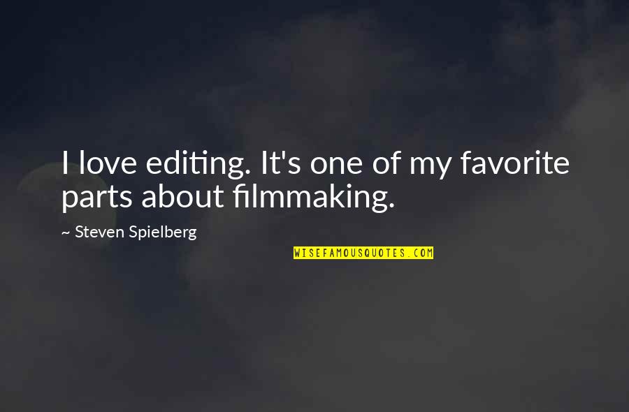 Kounelis Ergalia Quotes By Steven Spielberg: I love editing. It's one of my favorite Kounelis Ergalia Quotes By Steven Spielberg: I love editing. It's one of my favorite