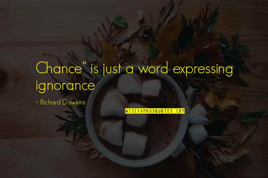 Koutras Construction Quotes By Richard Dawkins: Chance" is just a word expressing ignorance