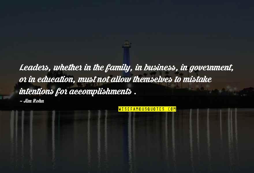Kovack Aim Quotes By Jim Rohn: Leaders, whether in the family, in business, in