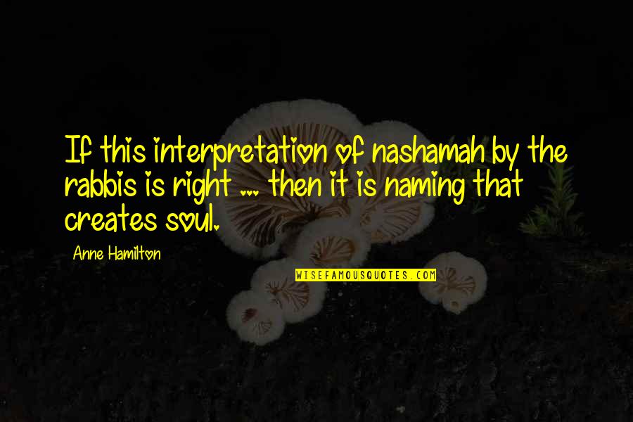 Kowalchick Obituary Quotes By Anne Hamilton: If this interpretation of nashamah by the rabbis