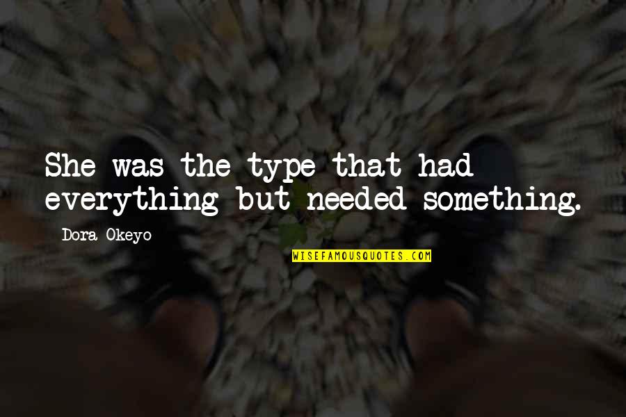 Kowalewicz Quotes By Dora Okeyo: She was the type that had everything but