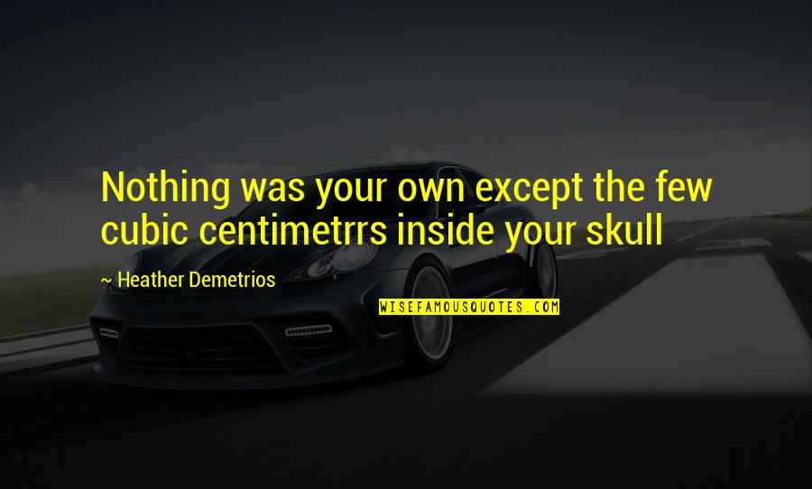 Kozaric Ivan Quotes By Heather Demetrios: Nothing was your own except the few cubic Kozaric Ivan Quotes By Heather Demetrios: Nothing was your own except the few cubic