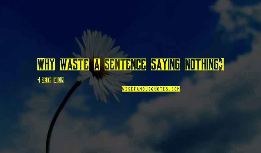 Kozhin Nawzad Quotes By Seth Godin: Why waste a sentence saying nothing? Kozhin Nawzad Quotes By Seth Godin: Why waste a sentence saying nothing?